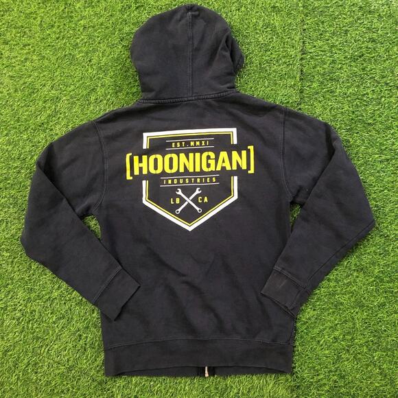 Men’s Navy Hoonigan Industries Racing Full Zip Hoodie - Picture 2 of 4